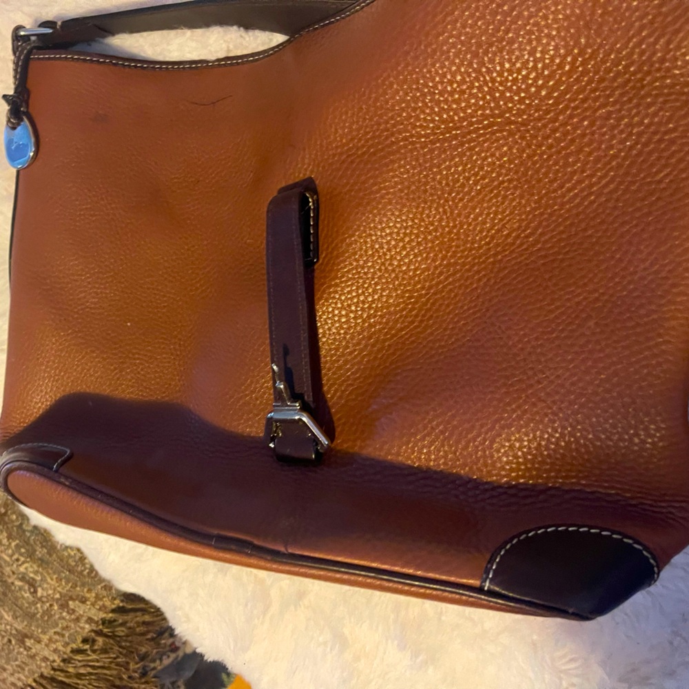 Dooney & Bourke Brown Pebbled Leather Hobo Shoulder Bag